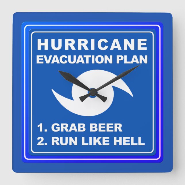 Reloj Cuadrado Plan de evacuación de huracanes ;-) (Anverso)