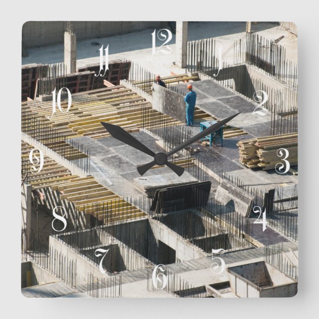 Reloj Cuadrado Planta de construcción (Anverso)