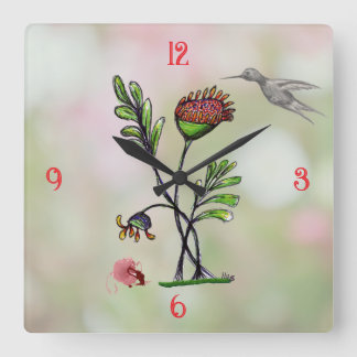 Reloj Cuadrado Planta que ondea con amigos