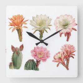 Reloj Cuadrado Plantas suculentas florecientes
