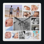 Reloj Cuadrado Plantilla de collage de fotos<br><div class="desc">Diseño de plantillas de collage de fotos .. simplemente añadir sus propias fotografías a este gran reloj de pared .. fácil de personalizar .. personalizable de plantilla de fotografía de Ricaso</div>
