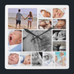 Reloj Cuadrado Plantilla de collage de fotos<br><div class="desc">Diseño de plantillas de collage de fotos .. simplemente añadir sus propias fotografías a este gran reloj de pared .. fácil de personalizar .. personalizable de plantilla de fotografía de Ricaso</div>