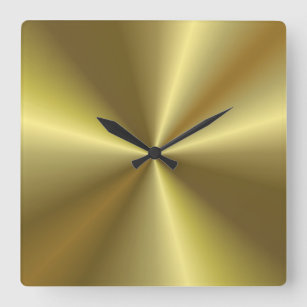 Reloj Cuadrado Plantilla de fondo de aspecto metálico de oro eleg