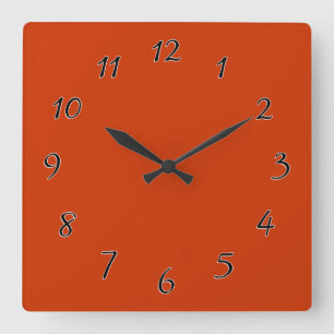 Reloj Cuadrado Plantilla de Naranja quemado
