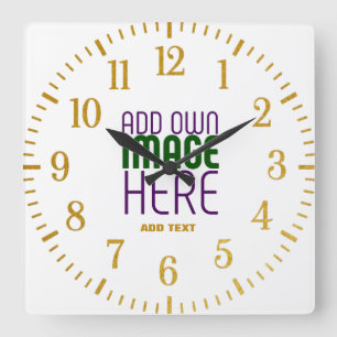 RELOJ CUADRADO PLANTILLA DE TEXTO DE IMAGEN BLANCA SIMPLE EDITABL