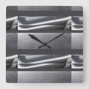 Reloj Cuadrado Plata, extracto gris