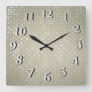 Reloj Cuadrado Plata Hammered