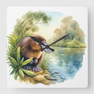Reloj Cuadrado Platypus at the River REF75 - Watercolor