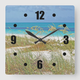 RELOJ CUADRADO "PLAYA BLANCA DE LA ARENA, HIERBA DEL MAR, AGUA
