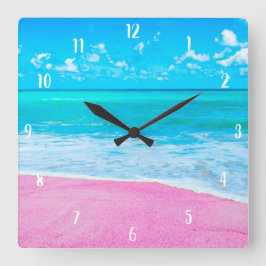 Reloj Cuadrado Playa de arena rosa