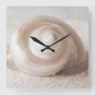 Reloj Cuadrado Playa de la arena del Seashell - plantilla