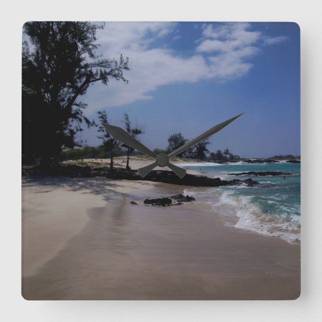 Reloj Cuadrado Playa de Makalawena (Anverso)