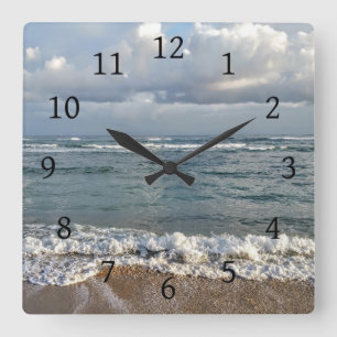 Reloj Cuadrado Playa del mar del océano de la foto 9