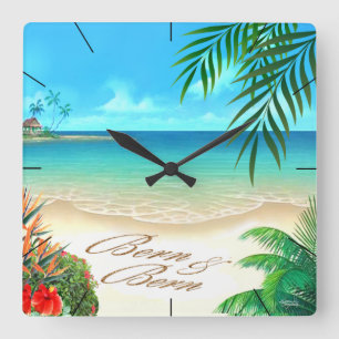 Reloj Cuadrado Playa exótica:: PERSONALIZADO para Berna::