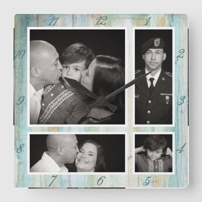 Reloj Cuadrado Playa fotográfica del océano del Driftwood del (Anverso)