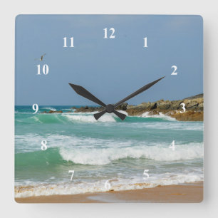 Reloj Cuadrado Playa Newquay Cornualles Inglaterra de Fistral