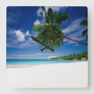 Reloj Cuadrado Playa tropical el   Seychelles