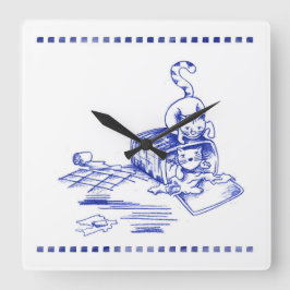 Reloj Cuadrado Playas Hamper Kitty Cat Baño Toile