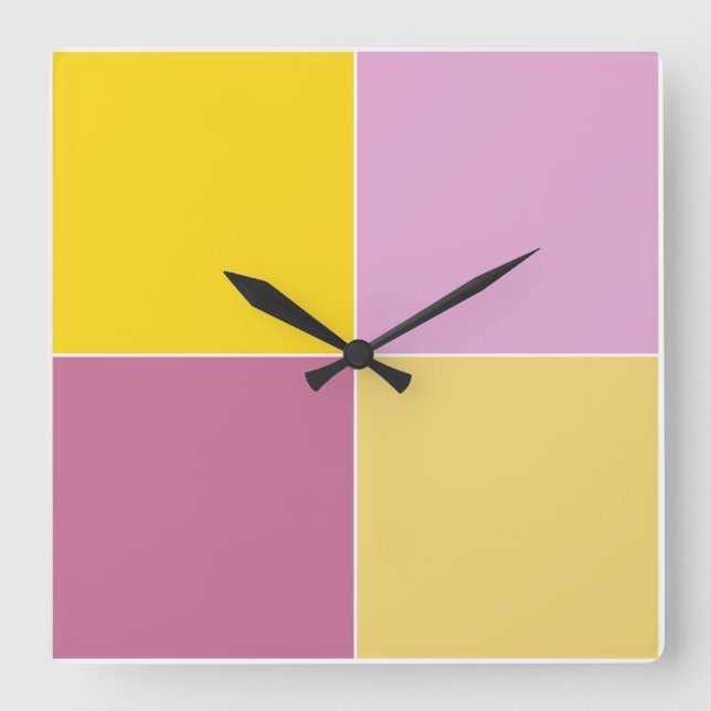 Reloj Cuadrado Playful Lemon Raspberry Squares (Anverso)