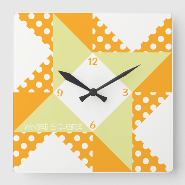 Reloj Cuadrado Plaza alada - Naranja (Anverso)