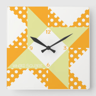 Reloj Cuadrado Plaza alada - Naranja