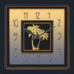 Reloj Cuadrado Plaza de Palm Deco Art Deco<br><div class="desc">Creé este reloj de pared de palma Art Deco usando estilos de color y elementos que coloreé. Me encanta el resultado. Este reloj de pared se vería genial en la pared de cualquiera. Tiene un toque de glamour al respecto. Las cifras son de estilo deco. Se adaptaría a una decoración...</div>