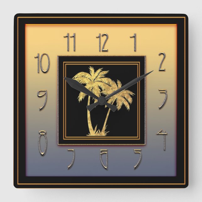 Reloj Cuadrado Plaza de Palm Deco Art Deco (Anverso)