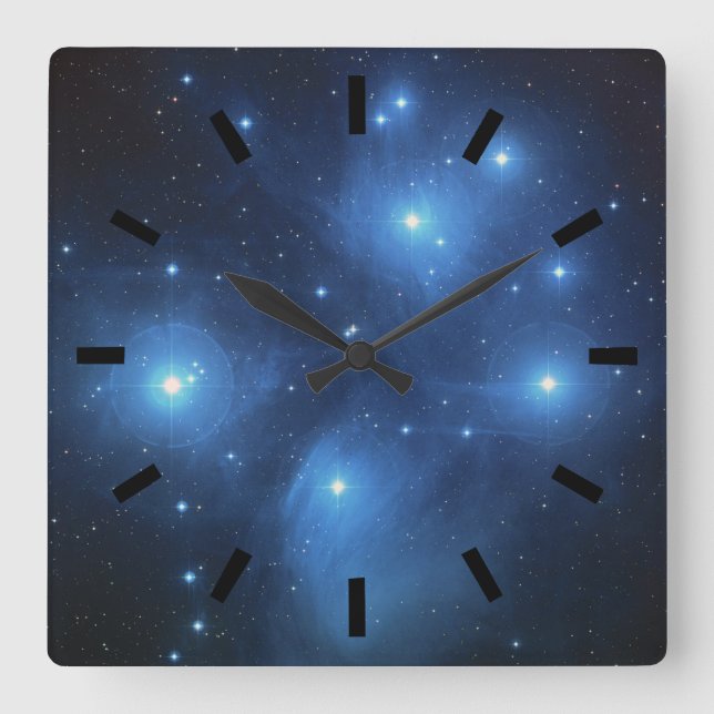 Reloj Cuadrado Pleiades o las siete hermanas M45 (Anverso)