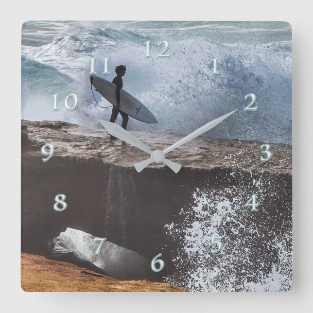 Reloj Cuadrado Pluma En Surfista De Plata (Anverso)