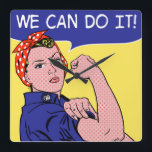 Reloj Cuadrado ¡Podemos Hacerlo! Rosie the Riveter Pop Art Remix<br><div class="desc">Rosie the Riveter se encuentra con su partido en un divertido remix inspirado en el Licsteinien Ben-Day Dots. Roy Lichtenstein es más conocido por sus historietas puntiagudas y angustiadas, en las que aparecen hermosas damas en apuros. ¡Esta dama está LEJOS de estar en peligro! ¡Rosie es el símbolo supremo del...</div>