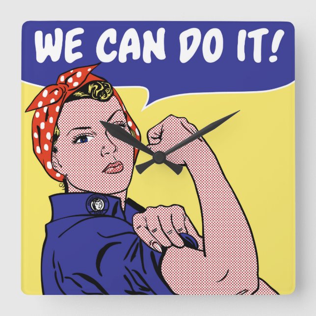 Reloj Cuadrado ¡Podemos Hacerlo! Rosie the Riveter Remix Pop Art (Anverso)