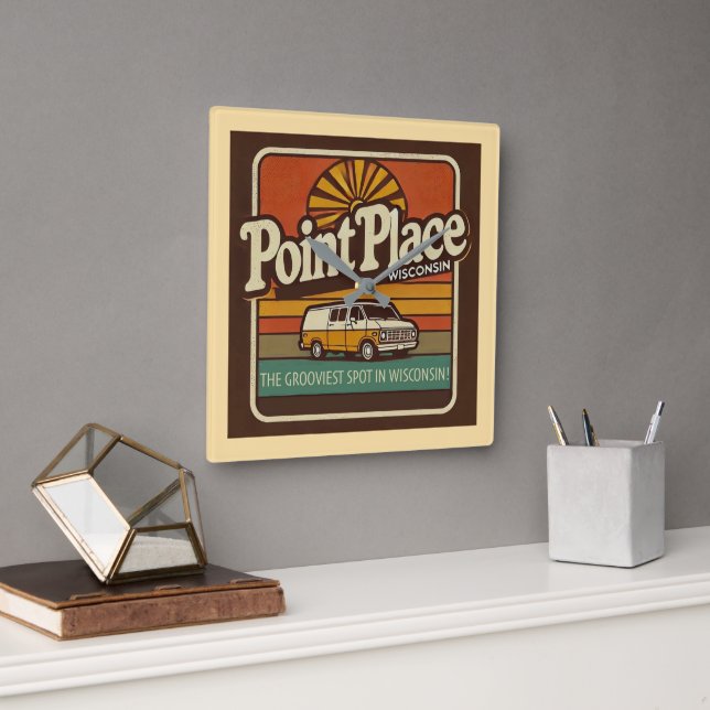 Reloj Cuadrado Point Place Wisconsin (Oficina)