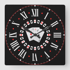 Reloj Cuadrado Poker Ace Of Spades With Roman Numerals