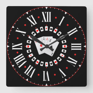 Reloj Cuadrado Poker Ace Of Spades With Roman Numerals