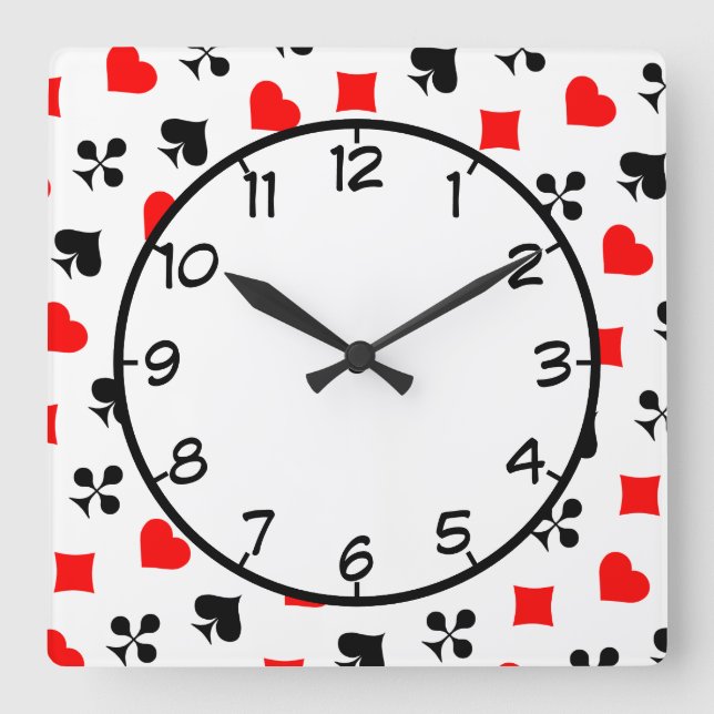 Reloj Cuadrado Poker Playing Cards Diamond Club Spade Heart (Anverso)