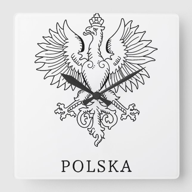 Reloj Cuadrado Poland's White Eagle Contemporary State Emblem  (Anverso)