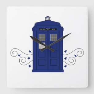 Reloj Cuadrado Police Box Swirls Wall Clock