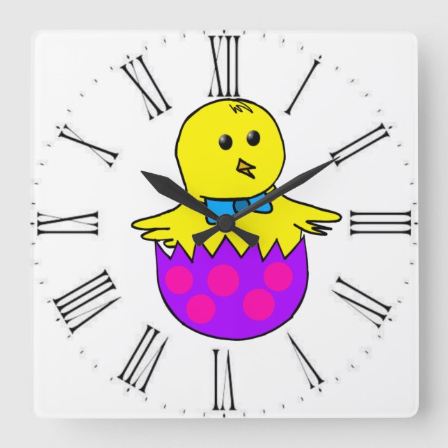 Reloj Cuadrado Pollo (Anverso)