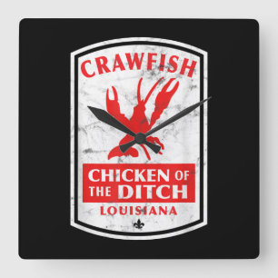 Reloj Cuadrado Pollo Del Pez De Crawfish Ditch Cajun