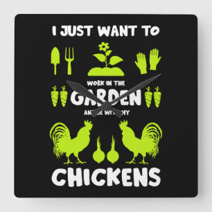 Reloj Cuadrado Pollos Y Jardinería