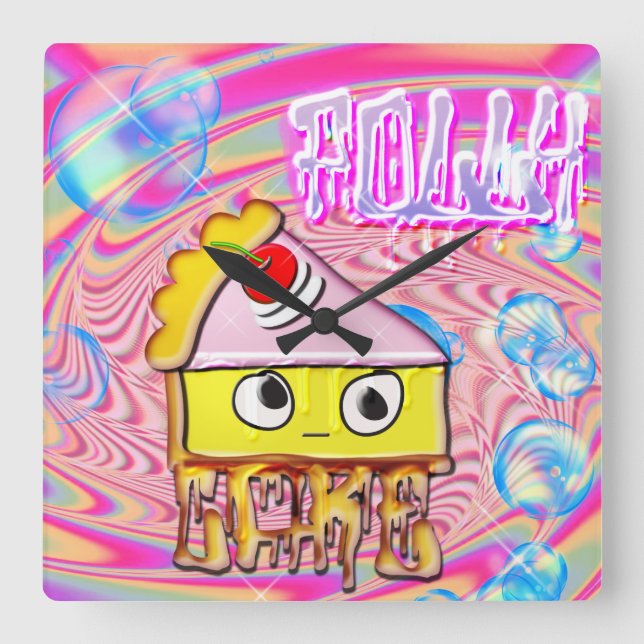 Reloj Cuadrado polly cake tortina (Anverso)