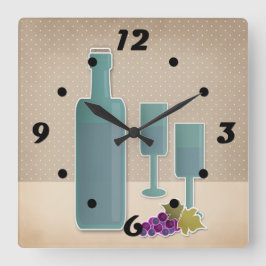 Reloj Cuadrado Polo de uva de copas de vino retro de grano beige