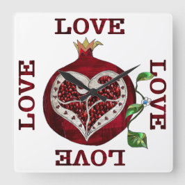 Reloj Cuadrado Pomegranate Heart LOVE Valentine