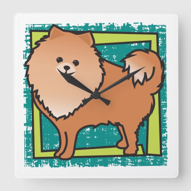 Reloj Cuadrado Pomeranian (Anverso)