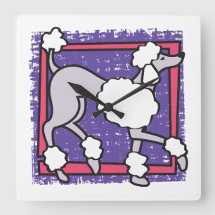 Reloj Cuadrado POODLE DOG Purple Square Wall Clock