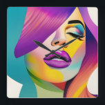 Reloj Cuadrado Pop Art 1<br><div class="desc">Sumérgete en un mundo de expresión vibrante con este impresionante diseño de chica de arte pop "Pop Art 1" inundado de tonos morados y azules cautivadores. Esta llamativa obra de arte es perfecta para los amantes de la elegancia y el estilo, este diseño le da un toque artístico a cualquier...</div>
