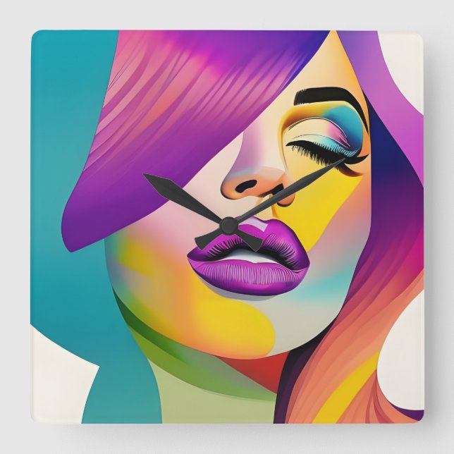 Reloj Cuadrado Pop Art 1 (Anverso)