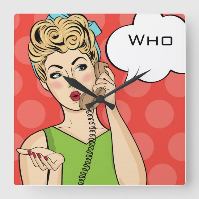 Reloj Cuadrado Pop Art Femenino (Anverso)