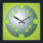 Reloj Cuadrado Pop Art Lime Suns Aqua Diseñador 3D Regalos de dec<br><div class="desc">Este divertido e insólito reloj de pop art es perfecto en una decoración contemporánea de diseño, con sus puentes de sol verde limón en la esfera 3D y acuática que hacen que parezca que están colocados fuera de la superficie. Este reloj fresco es un maravilloso regalo de fiesta para la...</div>