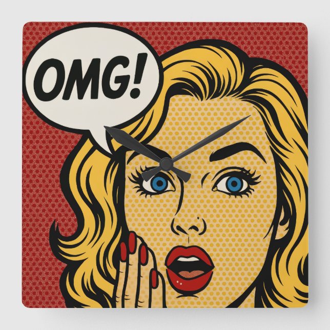 Reloj Cuadrado Pop art OMG Wall Clock (Anverso)